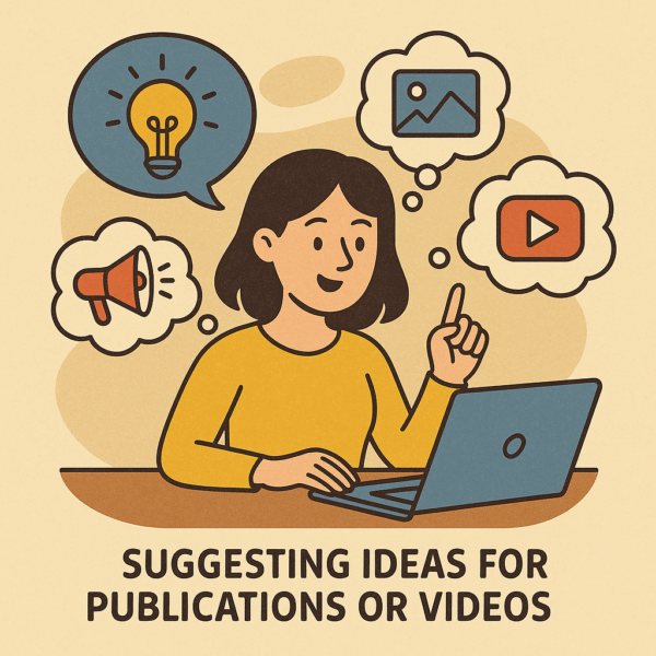 Suggest ideas for publications or videos