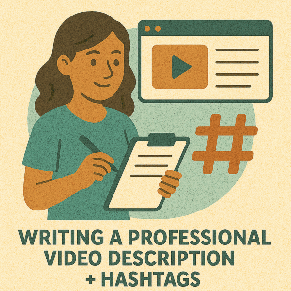 Writing a professional videos description + hashtags